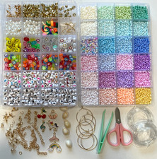 B46 10,000+pcs 3MM MACARON Letters Spacer Fun BEAD KIT Charms Post Clasps String picture