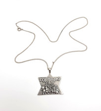 Vintage Israel Sterling Silver Holocaust Memorial Star David Menorah Pendant picture