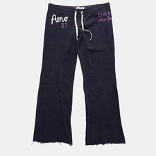 Aeropostale Aero 87 Womens Navy Flare Sweat Pants XS Y2K Vintage 2000s picture