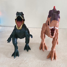 2 T-Rex Style Dinosaur Action Figures - 1 roars, 1 Swings tail picture
