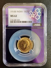 1918 I INDIA-BRITISH Gold SOVEREIGN NGC MS-62 picture