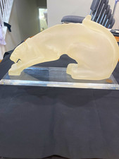 Vintage 1980s Monique Frosted Acrylic Panther Sculpture picture