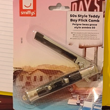 Smiffys 50s Teddy Boy Folding Flick Comb Plastic 8in Black/Silver picture