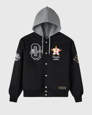 Houston Astros OVO x MLB Insulated Twill Full-Snap Bomber Jacket - Black Size M picture