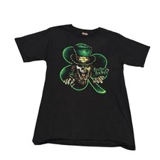 Harley-Davidson Feeling Lucky Graphic Tee Mens Small Shamrock Skull Leprechaun picture