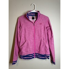 The North Face Girls' Agave Track Jacket-Heather Pink & Striped Trim (Youth M) picture