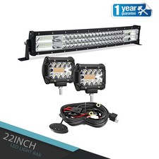 22 Inch 306W Triple Row LED Light Bar 2x 4 Inch Cube Lights with Wiring Harness picture