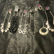 Paparazzi Silver Tone Black Mixed Jewelry Lot Necklace Earrings Women’s 6pc picture