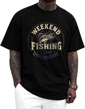 Men's Vintage Fishing Graphic Tee - 100% Cotton Crewneck Short Sleeve Shirt picture