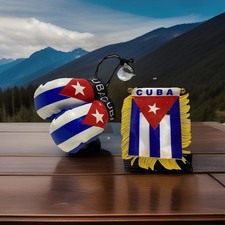 CUBA MINI FLAG AND MINI BOXING GLOVES COMBO Lot 2 Pieces picture