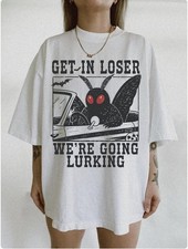 Vintage Mothman T-Shirt, Get In Loser Lurking, Cryptid Meme Tee picture