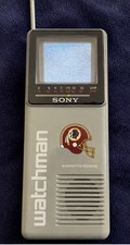 Vintage 1986 Sony Watchman FD-10A Washington Redskins NFL Portable TV WORKS picture