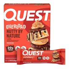 Quest Overload Protein Bars, Nutty by Nature Flavor, 20g of Protein, 4 Count,USA picture