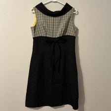  Vintage 1960s Handmade Plaid Dress Peter Pan Chelsea Collar Mod Rockabilly picture