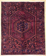 Vintage Zanja Tribal Geometric Hand Knotted Wool 5x7 Oriental Area Rug Red picture