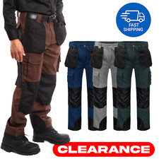 Men’s Cargo Work Pants 12 Pockets Reinforced Knees, Utility Trousers picture