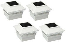 4 Packs Solar White Color Square PVC Post Fence Mount Cap Light FIT 4