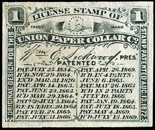 DRUMMOND #LRUPC1.1 UNION PAPER COLLAR CO. LICENSE STAMP, 