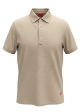 ISAIA NAPOLI 100% Cotton Short Sleeve Patch Polo Beige Size L picture