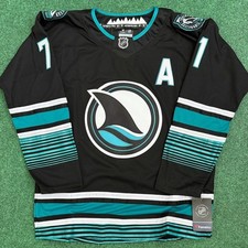 Macklin Celebrini Sharks Black Alternate Jersey Adult Size M picture