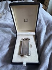 Vintage Dunhill Unique Lines Silver Plate Lighter #467377 With Box picture