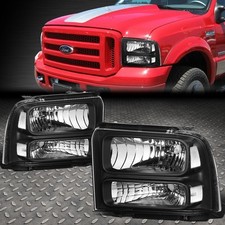 FOR 05-07 FORD F250 F350 SUPER DUTY BLACK HOUSING CLEAR CORNER HEADLIGHT LAMPS picture