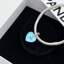 100% NEW PANDORA 794143C01 Moonstone Shooting Star Heart Charm picture