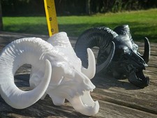 Ram Skull with Horns – Decorative or Functional Wall Mount Truck Hood Ornament picture