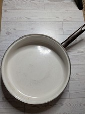 Vintage Butterfly Floral Enamel Skillet Frying Pan Large 70s Retro Cottagecore picture
