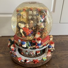 Vintage Grandeur Noel Musical Water Globe Santa's Workshop W/ Box - WORKS Hazy picture
