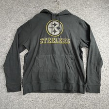 Pittsburgh Steelers Hoodie Mens Large, Black NFL Football Antigua Sweatshirt picture