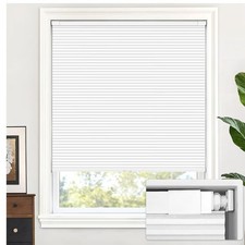 LazBlinds No Drill Cordless Blackout Cellular Shade Silver White 31.5W x 72H picture