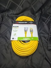 MONSTER-OUTDOOR/ALL WEATHER 100ft Heavy Duty Extension Cord 14/3 SJTW Brand New picture