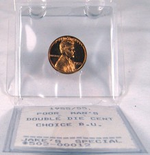 1955/55 DD Lincoln Cent Penny, Doubled Die,  CHOICE BU Key Date JAKE'S MARKET #4 picture