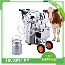 🍂Portable Cow Milking Machine, Electric Milker with 25L Stainless Steel Bucket picture