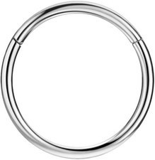 Elegant 316L Surgical Steel Hypoallergenic Hinged Nose Ring Hoop - 18G 8mm picture