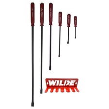 Wilde Tool USA HPB7/DB 7 Piece Hard Cap Handle Pry Bar Set w/ Steel Storage Rack picture
