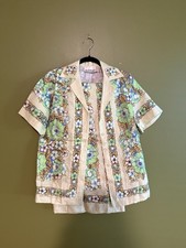 ALEMAIS Floral Camp Shirt & Wide Leg Pants Set Women's AU 6 US 2 Resort Coord picture