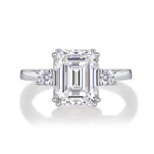3ct Emerald Cut Moissanite Engagement Ring 925 Sterling Silver CZ Fifty8 picture