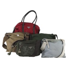PRADA Shoulder Bag Nylon 5 Set Green Black Red Auth 174966 picture
