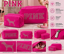 Victoria's Secret PINK Pink Makeup Bag Set Zipper Closure 22x9x13 cm picture
