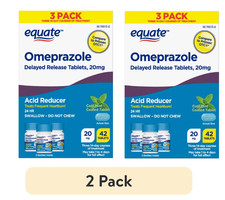 Equate Omeprazole Delayed Release Coated Tablets Cool Mint 20 mg, 42 Tablets 2Pk picture