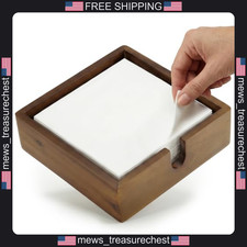 Acacia Wood Napkin Holder 7.8x7.8 inches for Dining & Kitchen picture