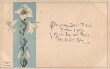 Easter Flowers Greeting with White Lilies Handwritten Message, 1913 Pepperell picture