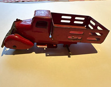 Antique 1930s Wyandotte Style Pressed Steel Stake Truck Red Toy Parts Restore picture
