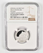 2012-S PF70 Acadia Silver Quarter US Mint Limited Edition Set NGC picture