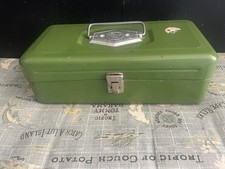 Vintage Old Pal Fishing Tackle Box Metal Green 1 Tray Steel Made in USA  picture