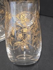 (5) Anthropologie FIORELLA Highball Glasses~24K Gold Decoration~Czech Republic picture