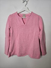 L.L. Bean Women's Size S Petite Pink 100% Cotton Split V-Neck Pullover Sweater  picture