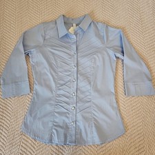 Arcy Modas Women's Light Blue Pintuck Blouse Colombian Size 12 NWT picture